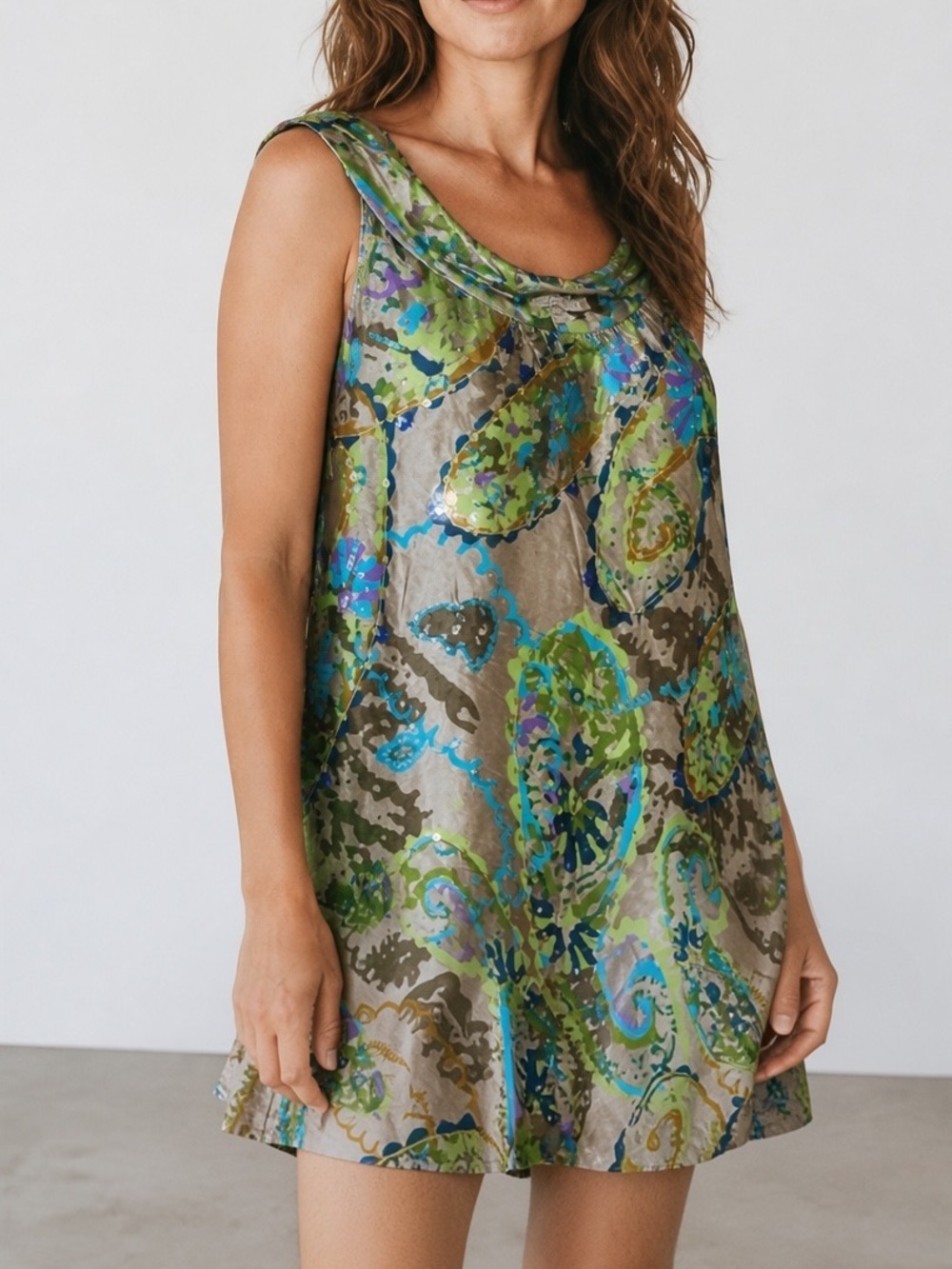 Calypso St. Barth Sleeveless Blue and Green Dress